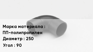 Колено полипропиленовое ПП-полипропилен D=250 Угол90